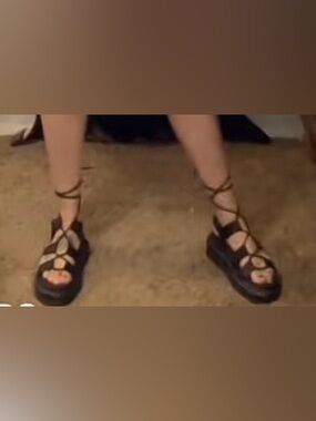 Dr. Martens Black Leather Lace-Up Platform Sandals